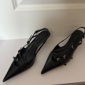 Tony Bianco Black Stiletto Heels with Ankle Strap